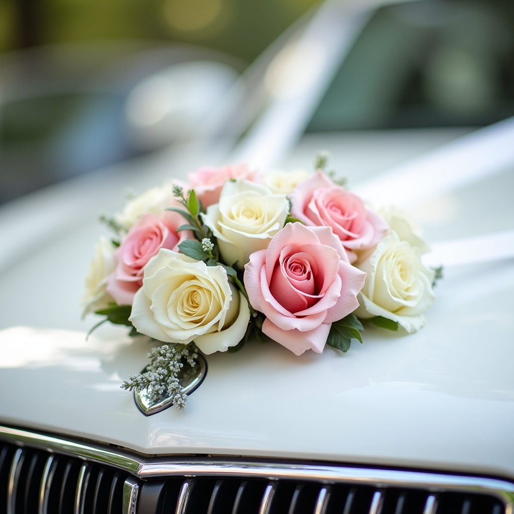 Detailansicht Autoschmuck Hochzeit