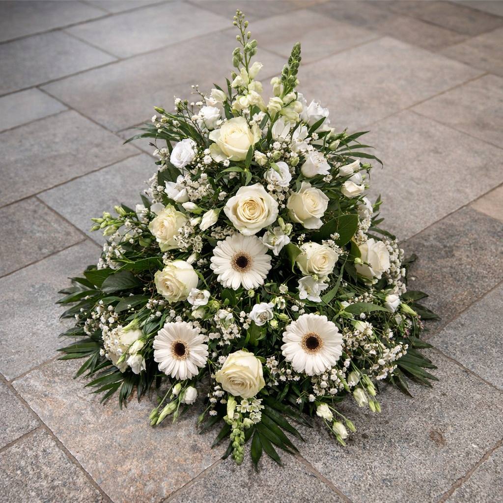 Farbenfroher Grabschmuck mit Gerbera